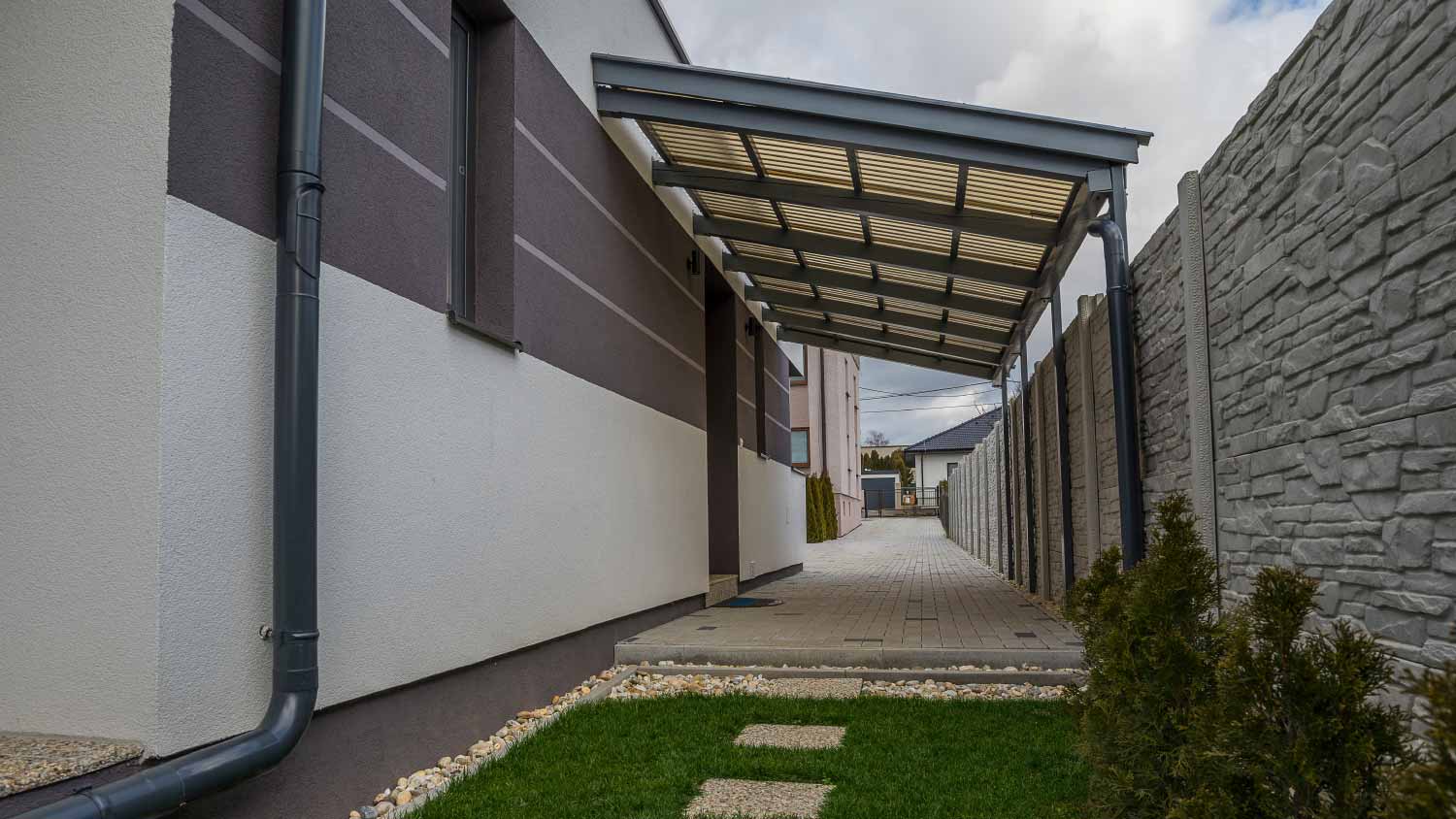 A modern house with a new carport