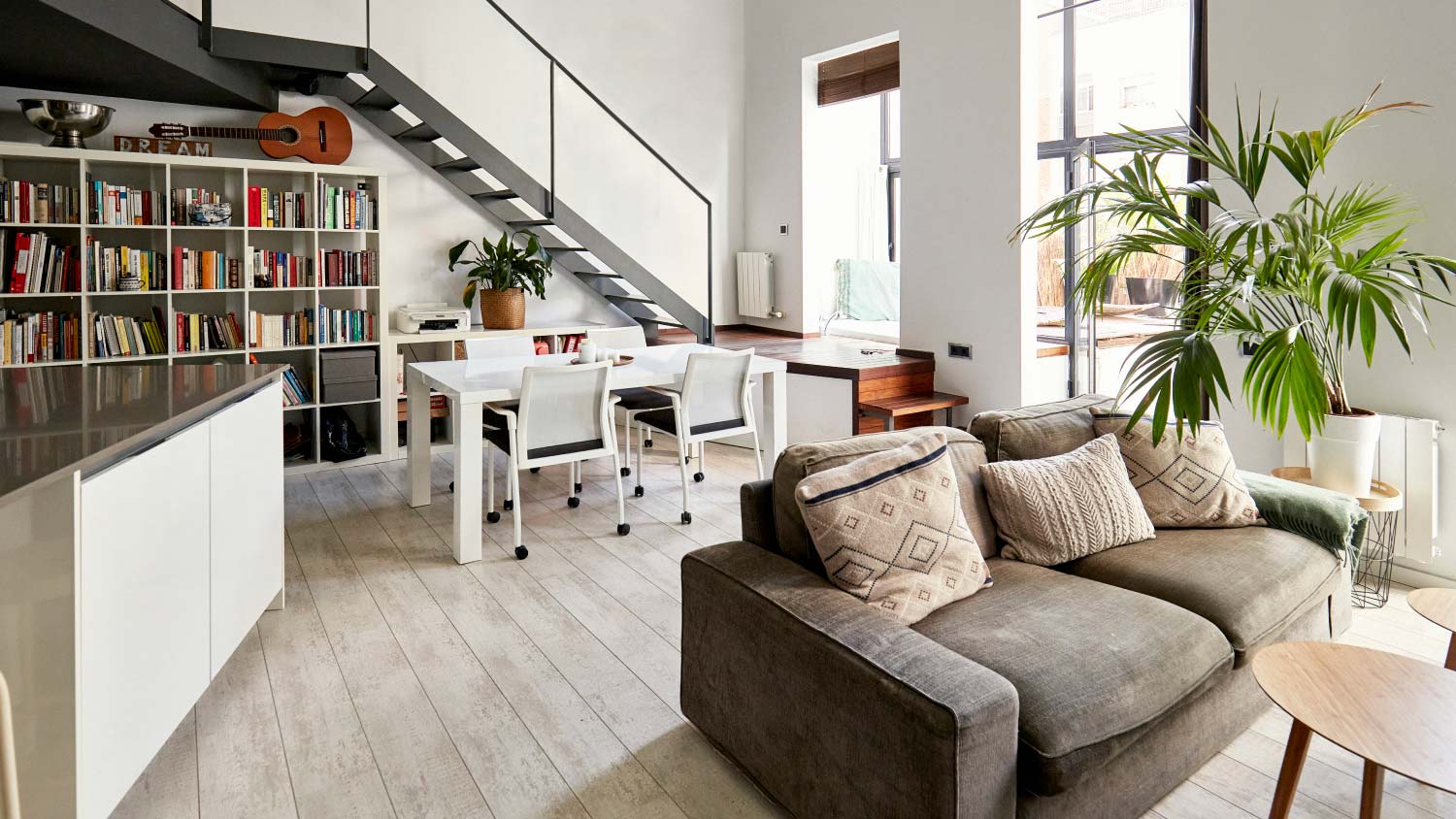 modern living and dining area