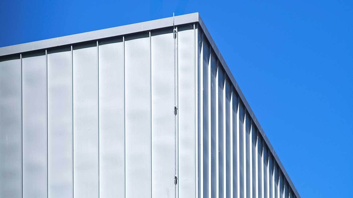 Metal cladding installed on a modern building