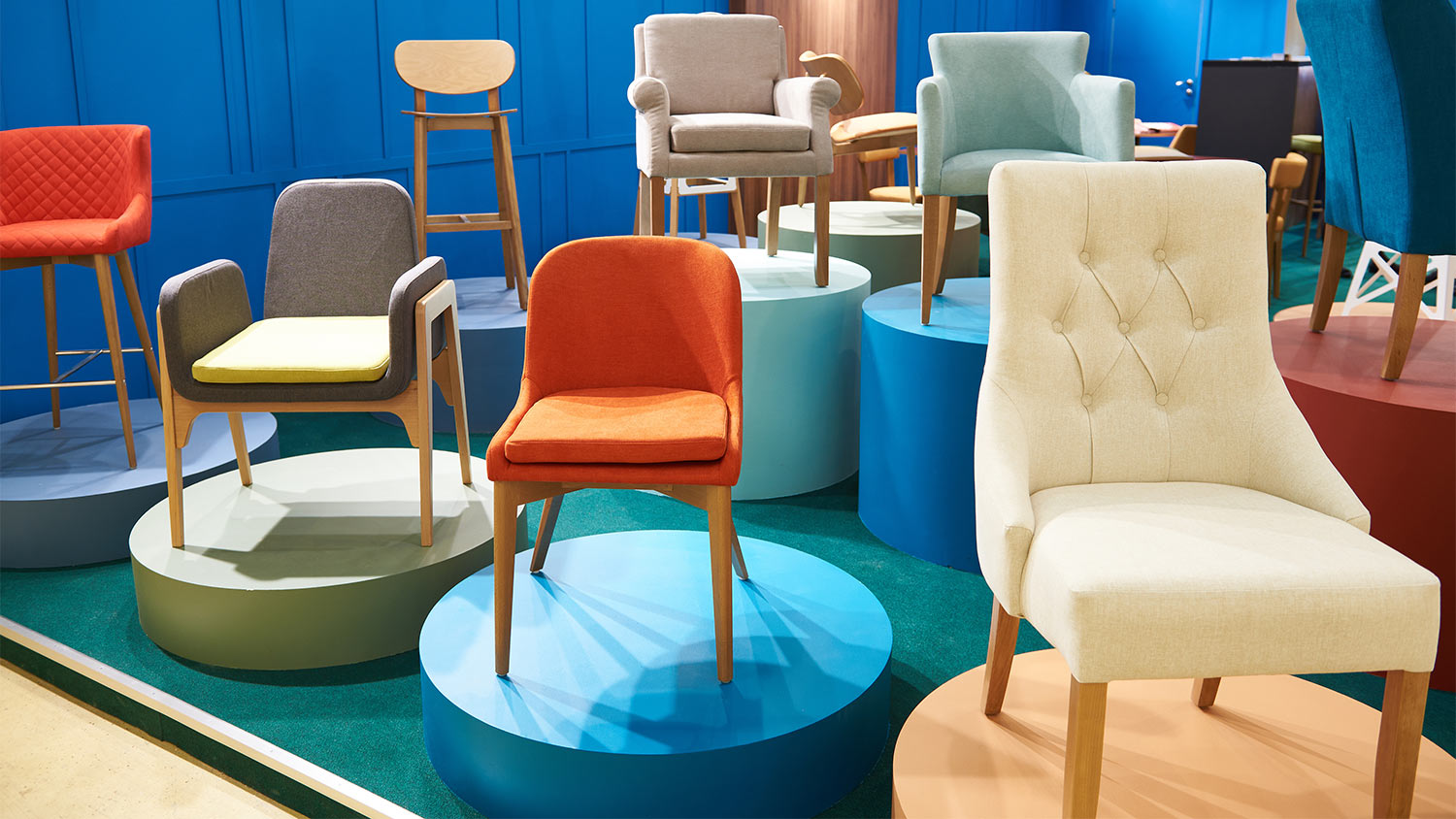 Modern chairs in showroom