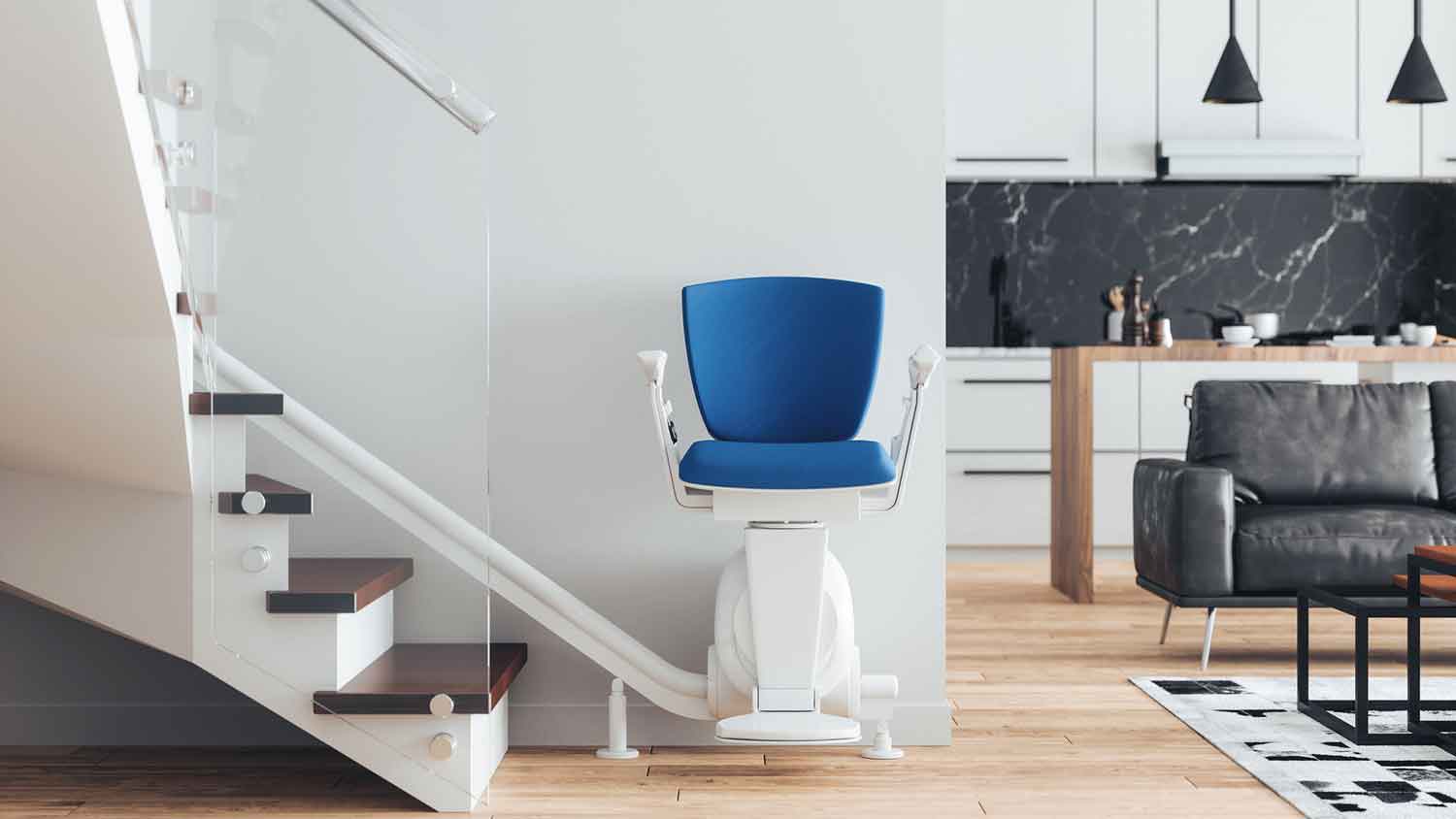 Stair lift installed in a modern home