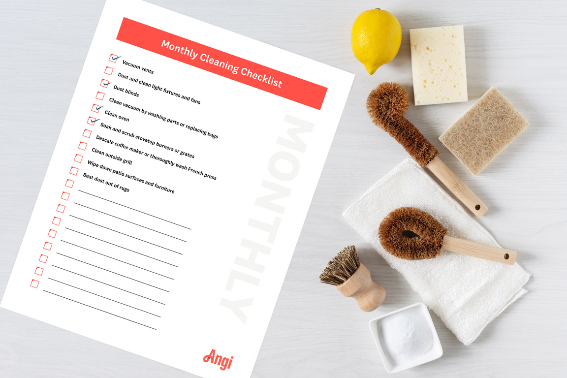 monthly cleaning checklist printable