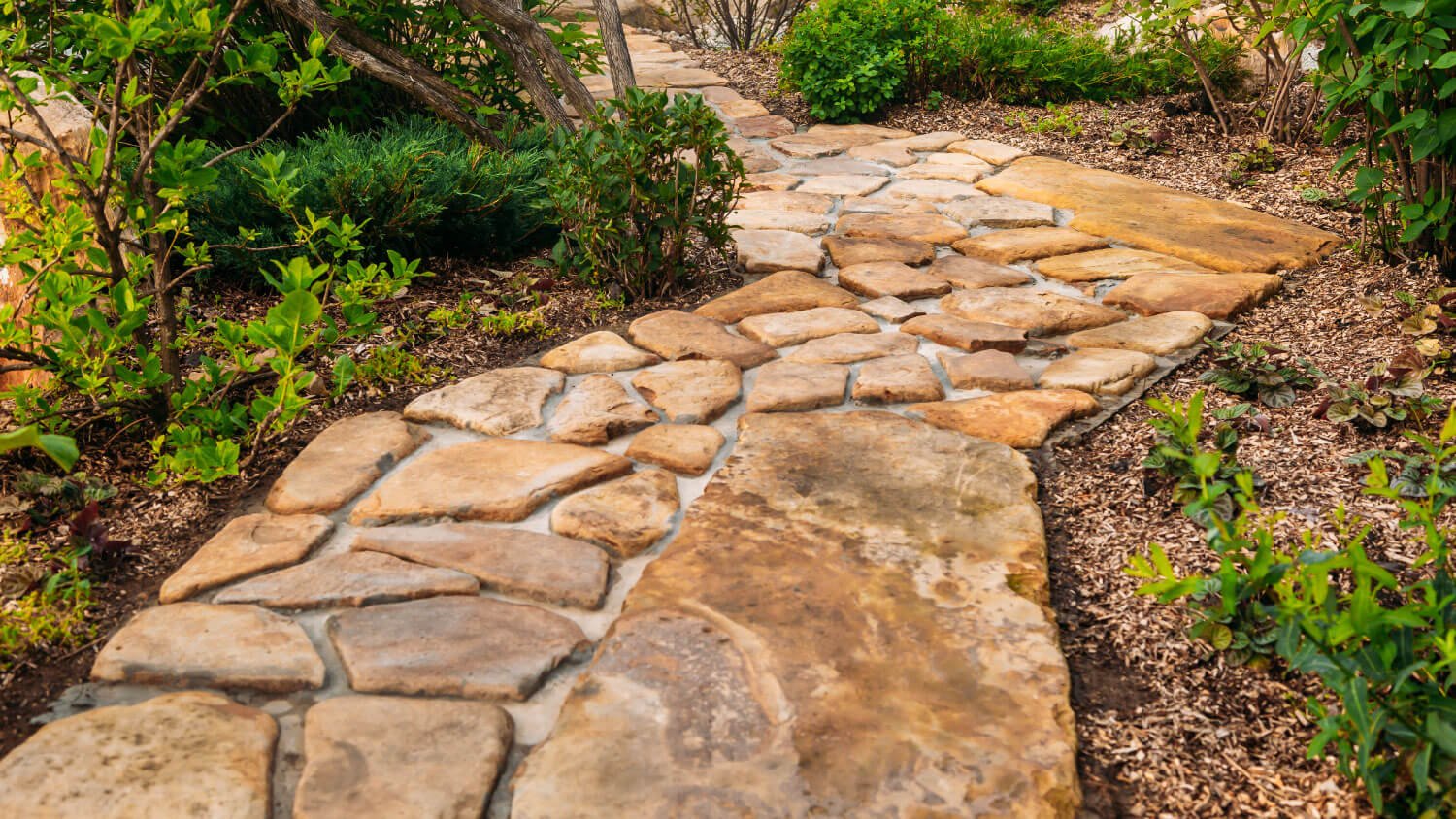 mosaic pebble walkway
