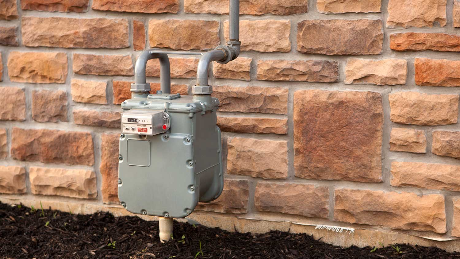 Natural gas meter installed in the backyard