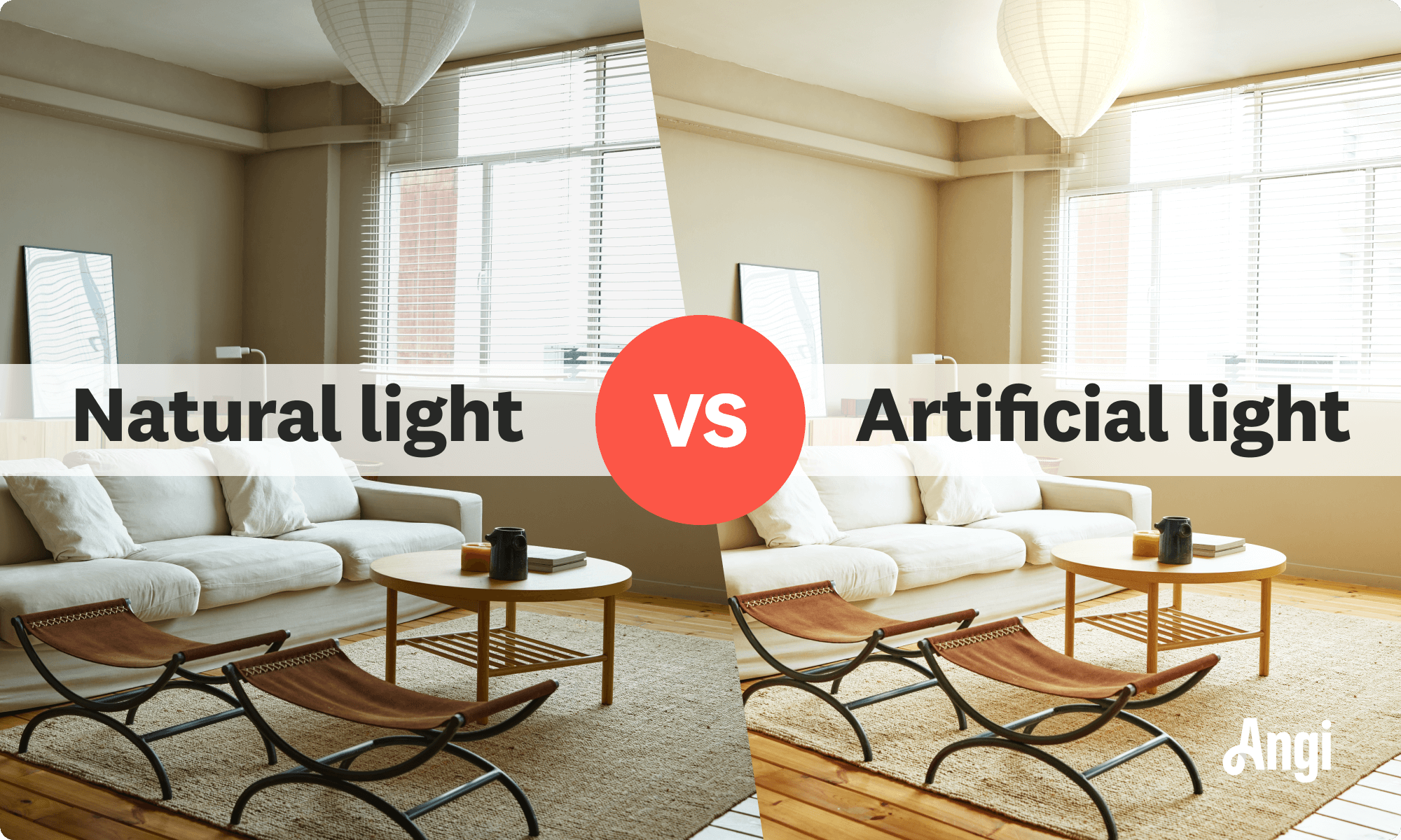 Natural light versus artificial light compared visually 