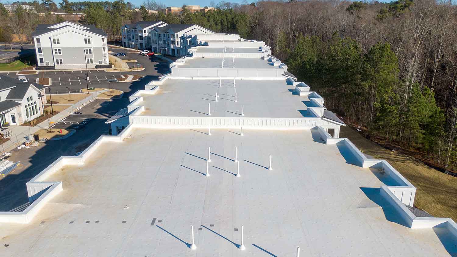 tpo roof installed on a new apartment complex