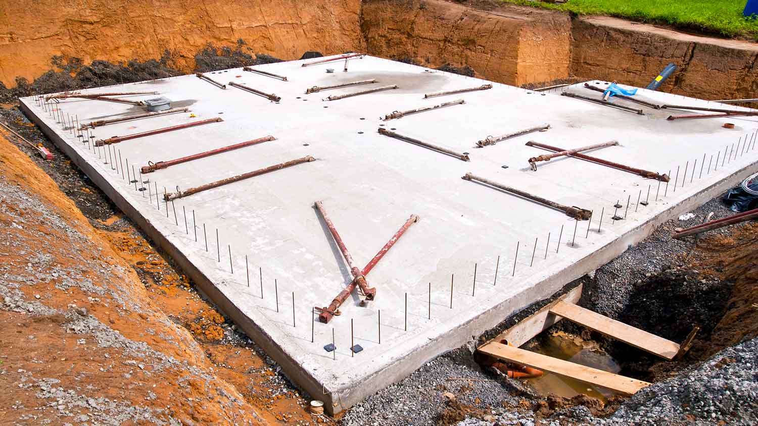 Concrete floor of a new home basement