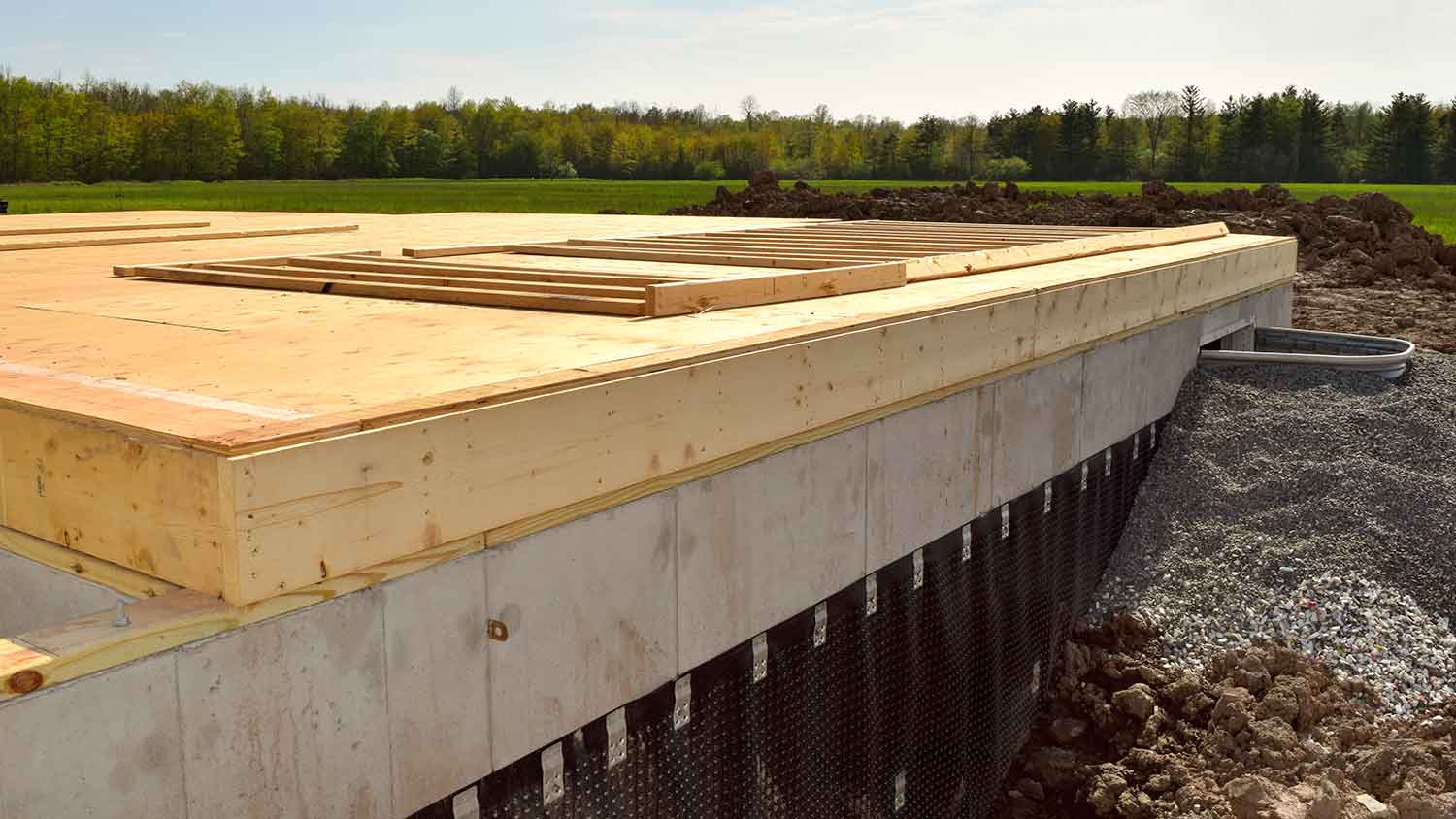 Sill plate installed on top of new house foundation