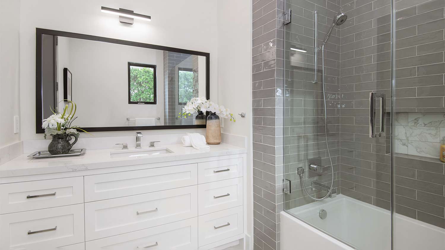 New modern bathroom vanity and shower