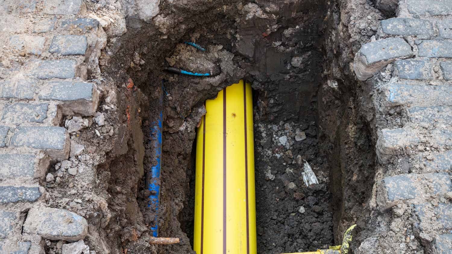 A newly installed gas pipe