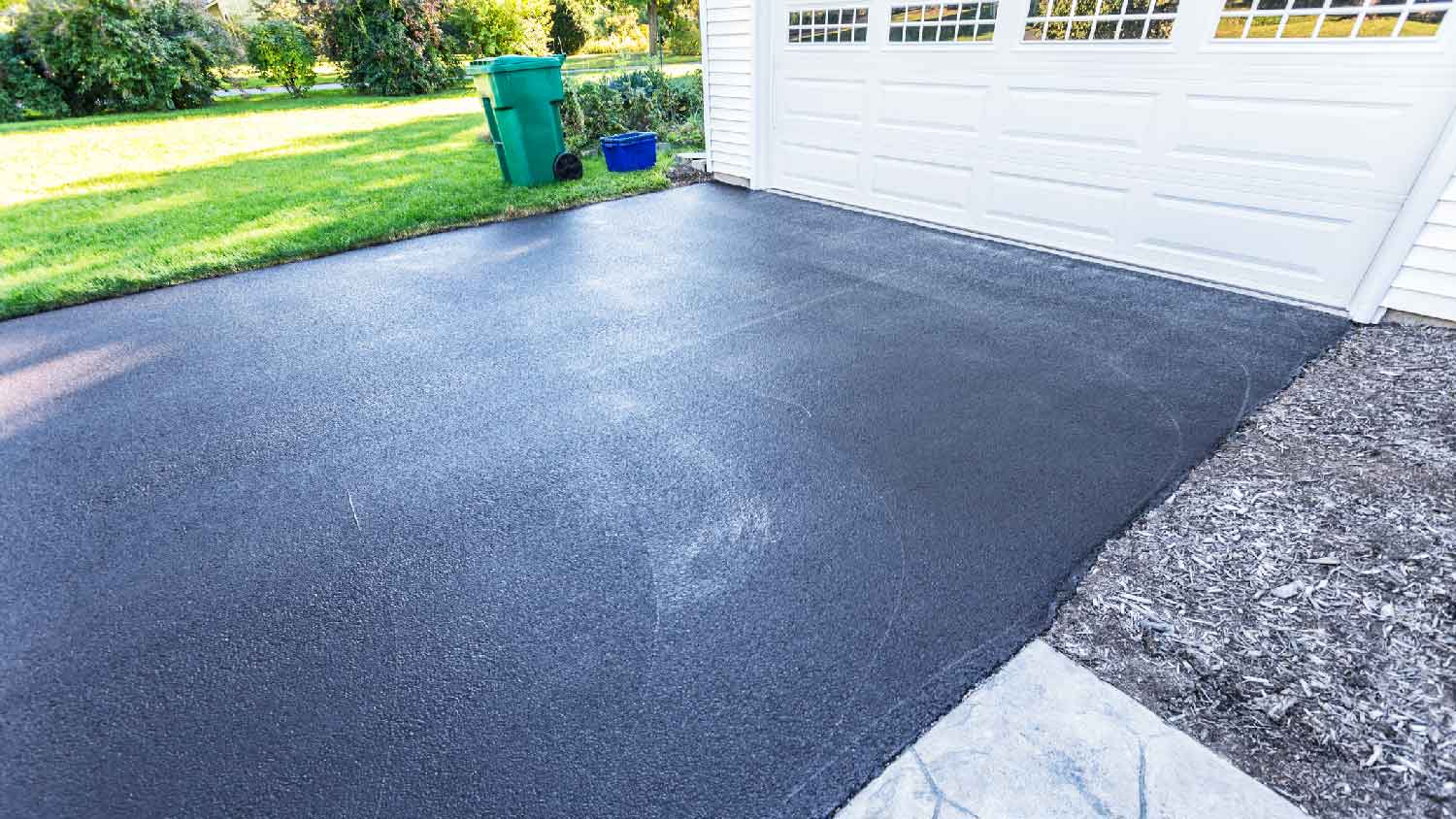 A newly sealed driveway