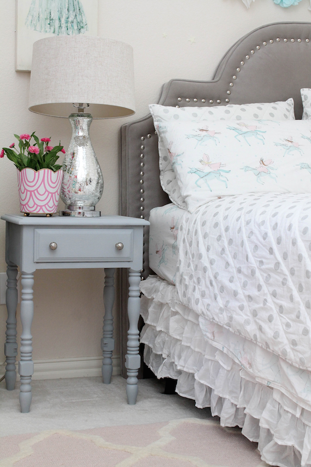 painted nightstand in bedroom