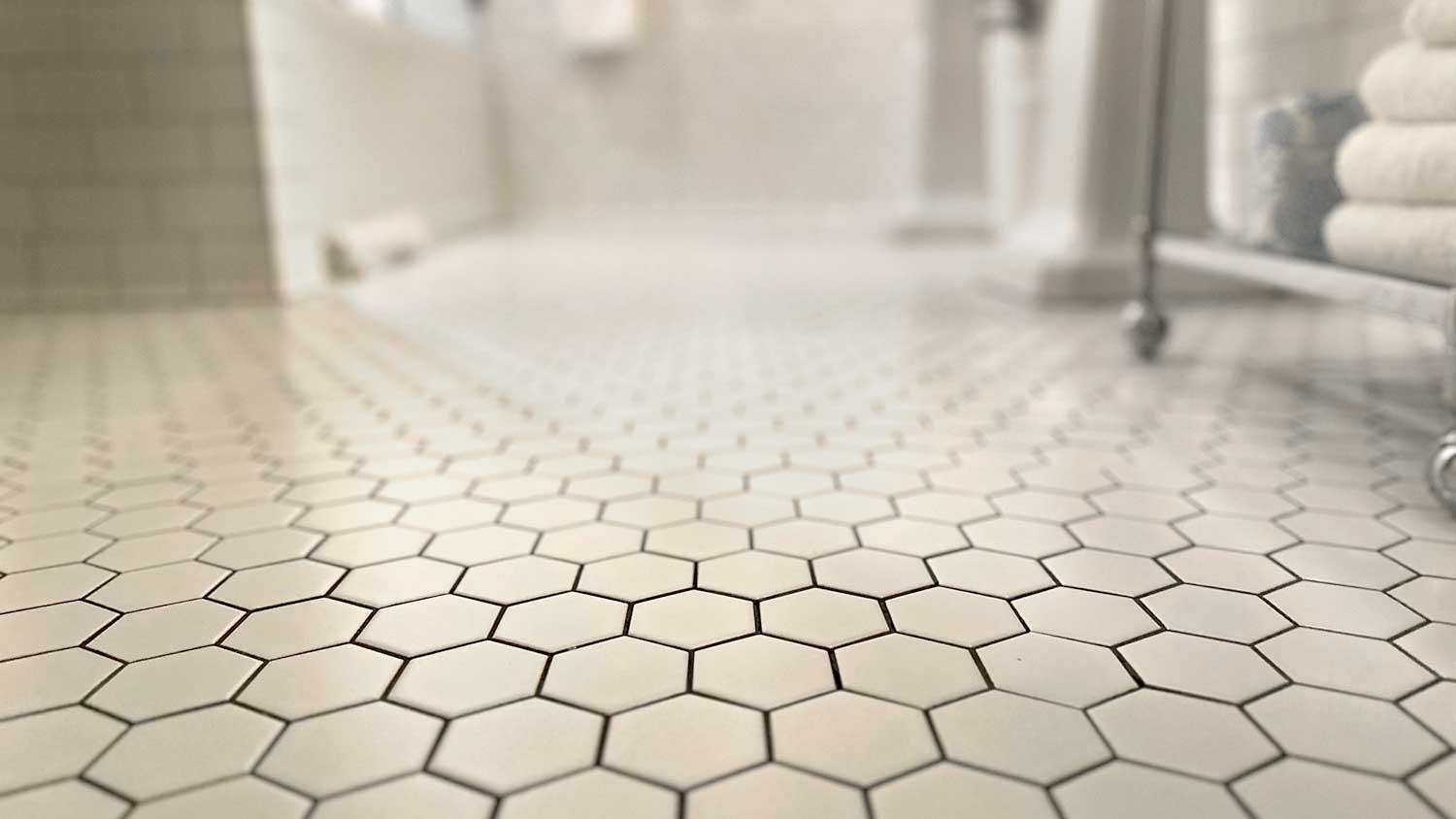 Non-slip tile flooring installed in the bathroom