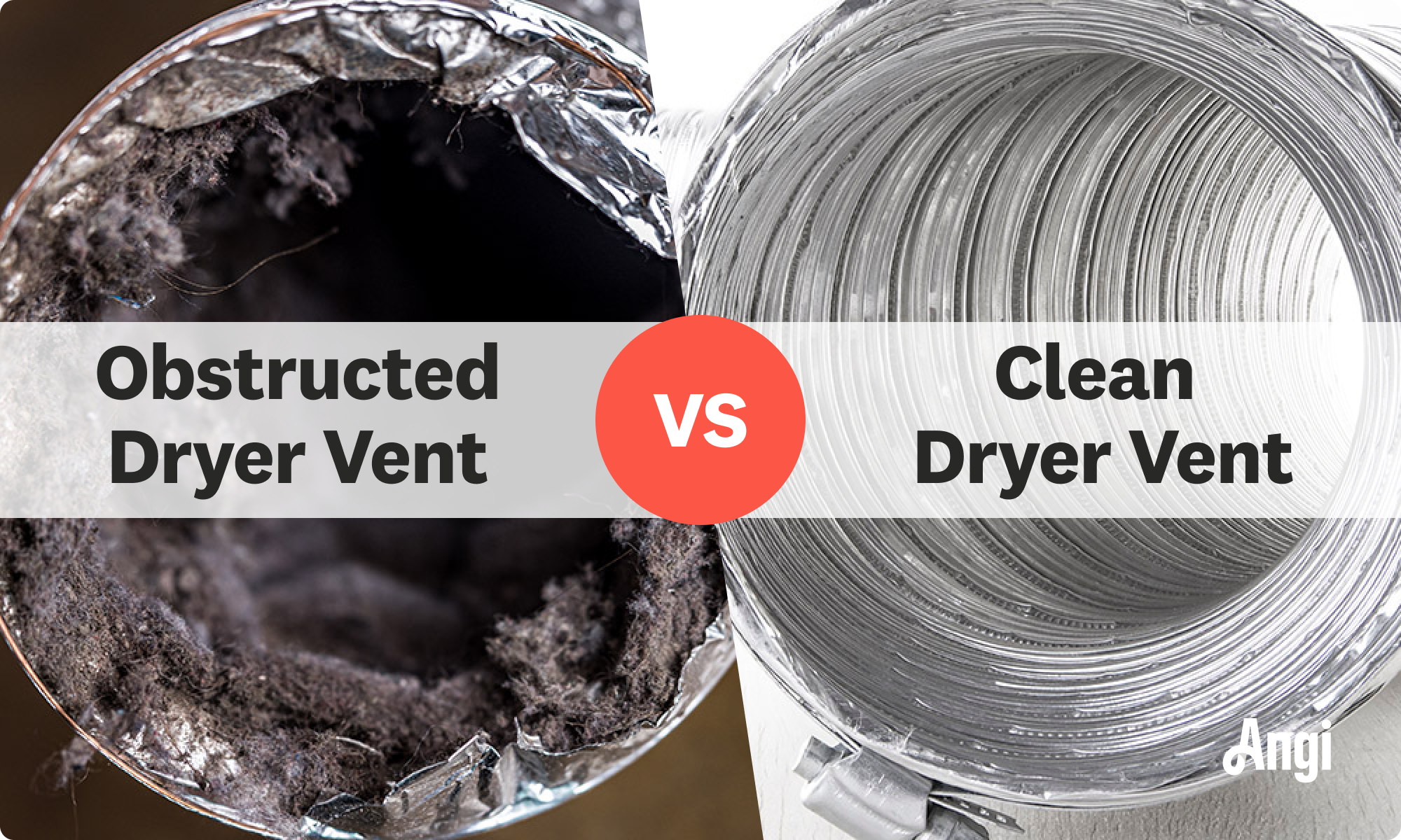 Obstructed dryer vent versus a clean dryer vent visual comparison