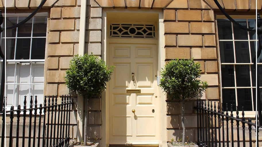 off-white painted front door 