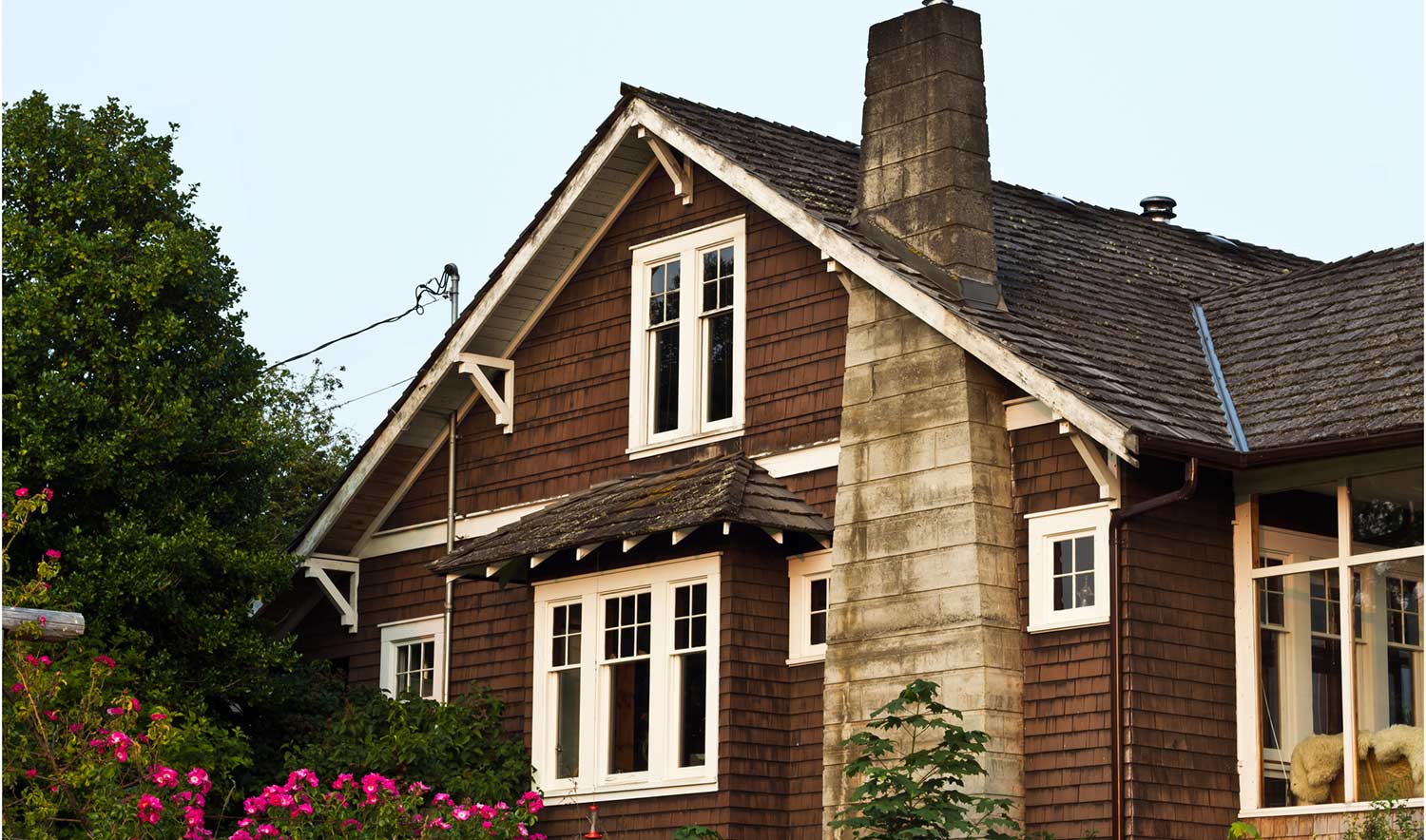 An old farmhouse with large chimney