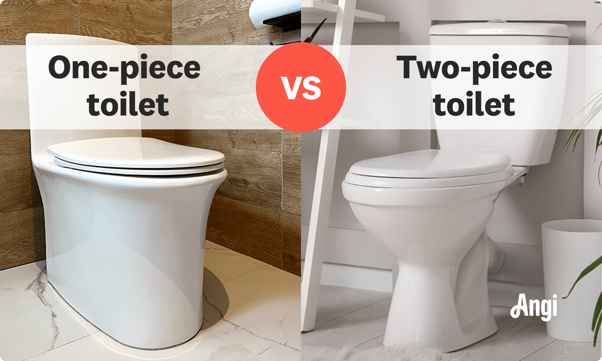 One-piece toilet versus two-piece toilet visual comparison