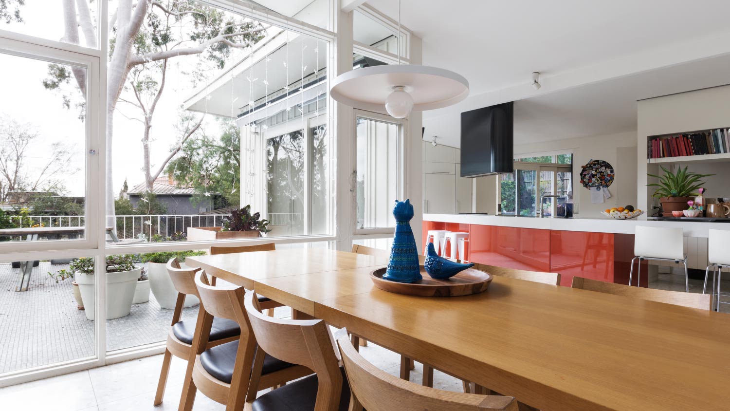 open dining and kitchen area