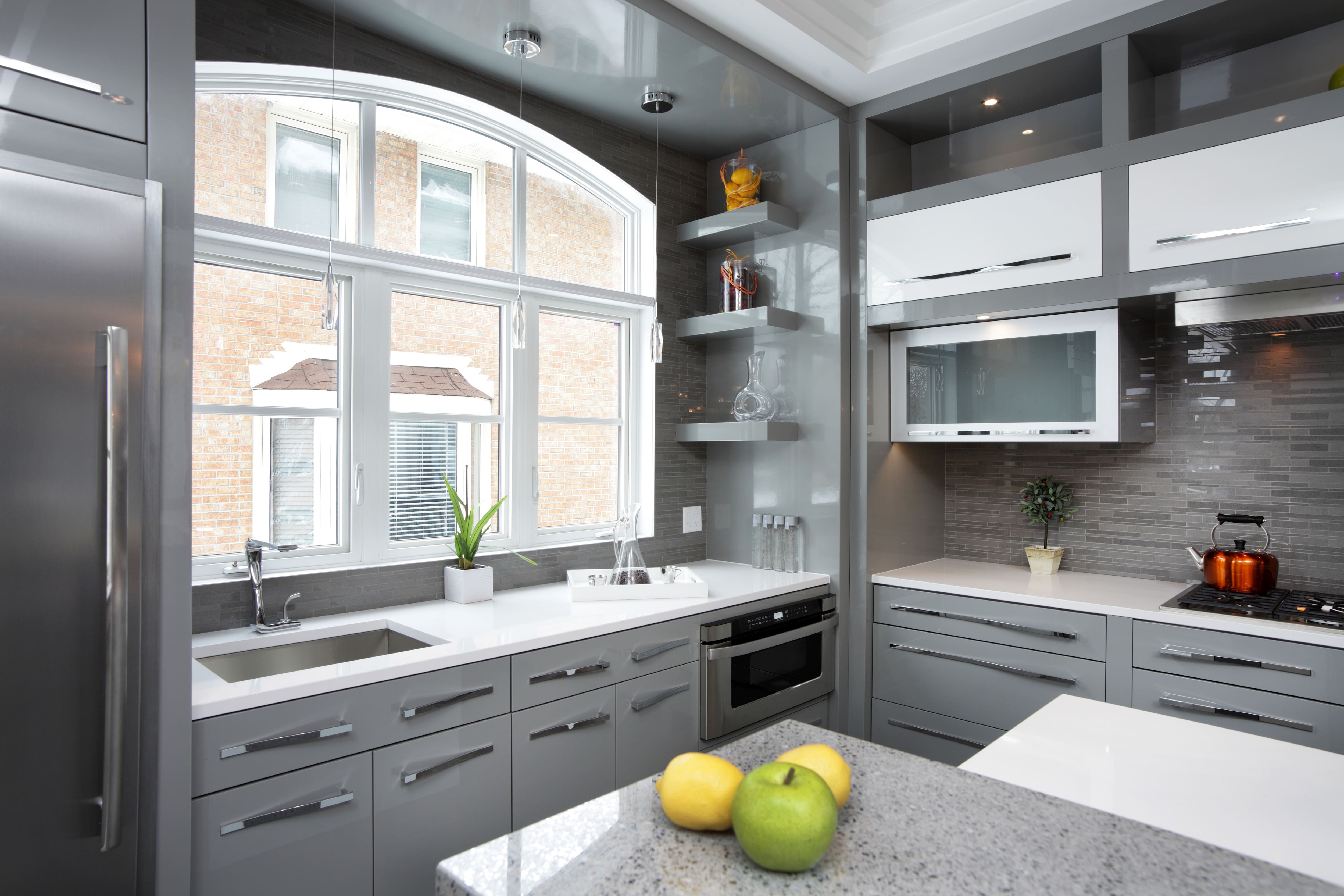 Large gray modern kitchen