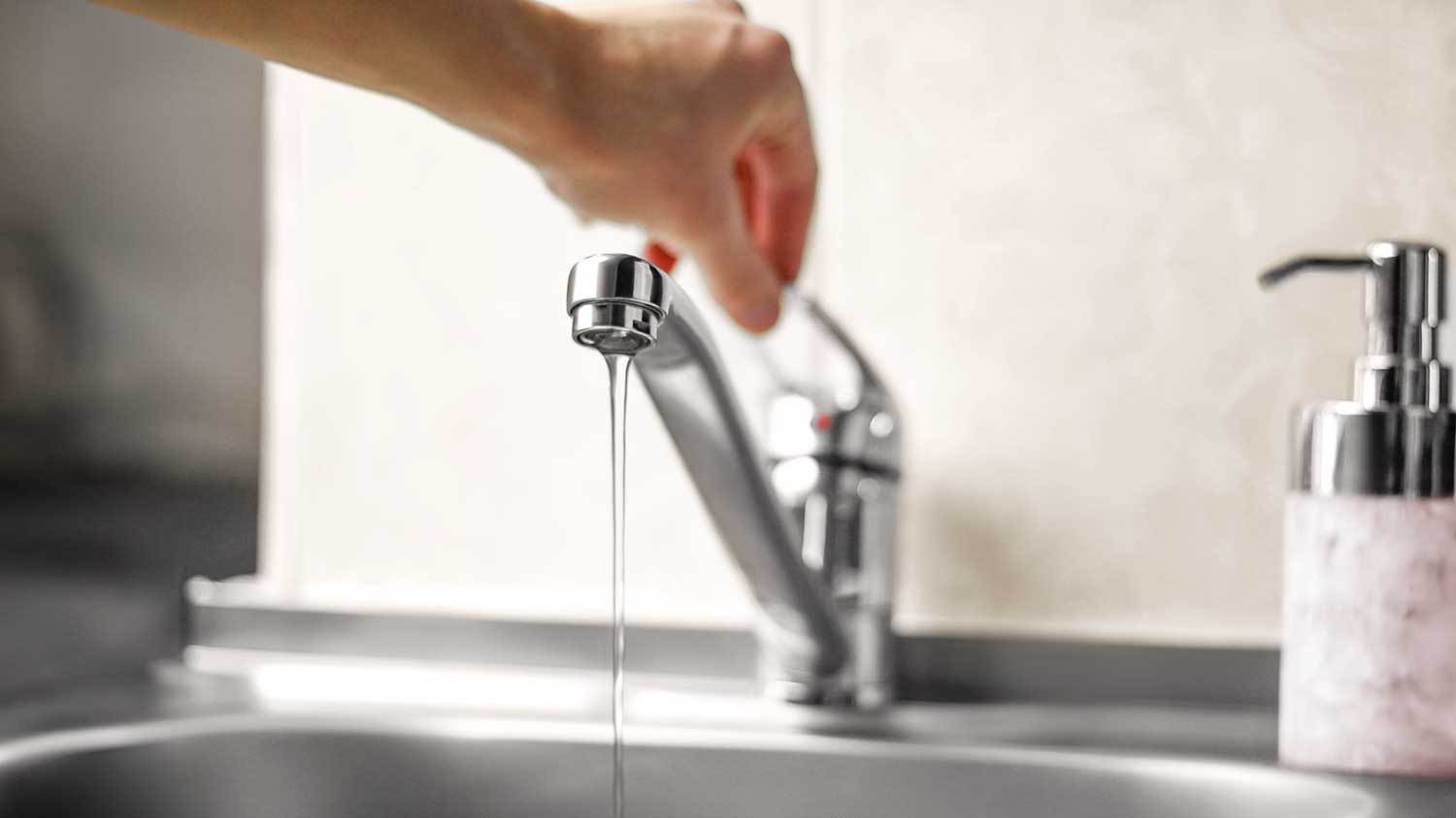 Water coming out of the bathroom faucet