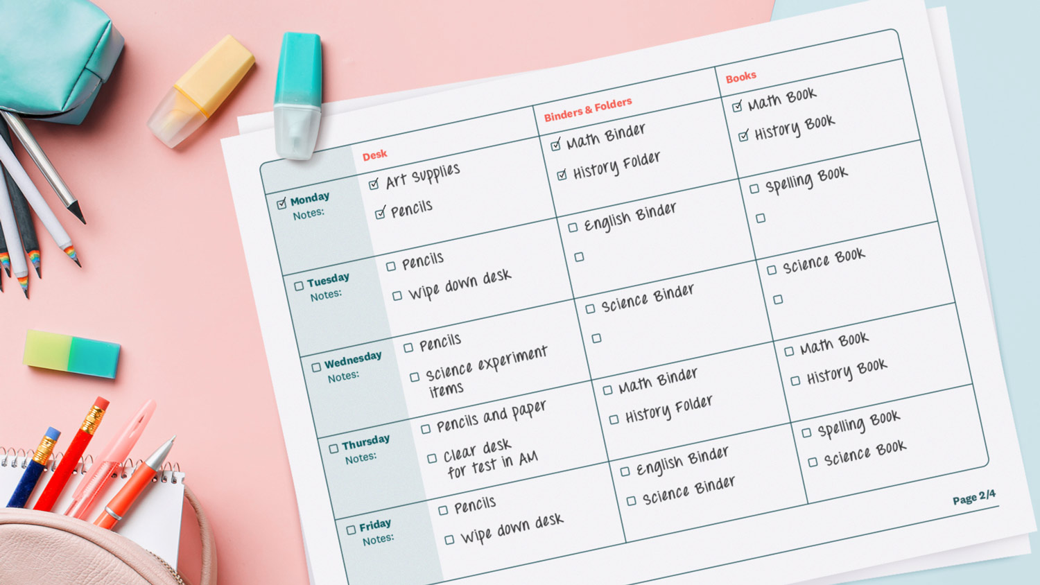 organization and cleanup checklist mockup