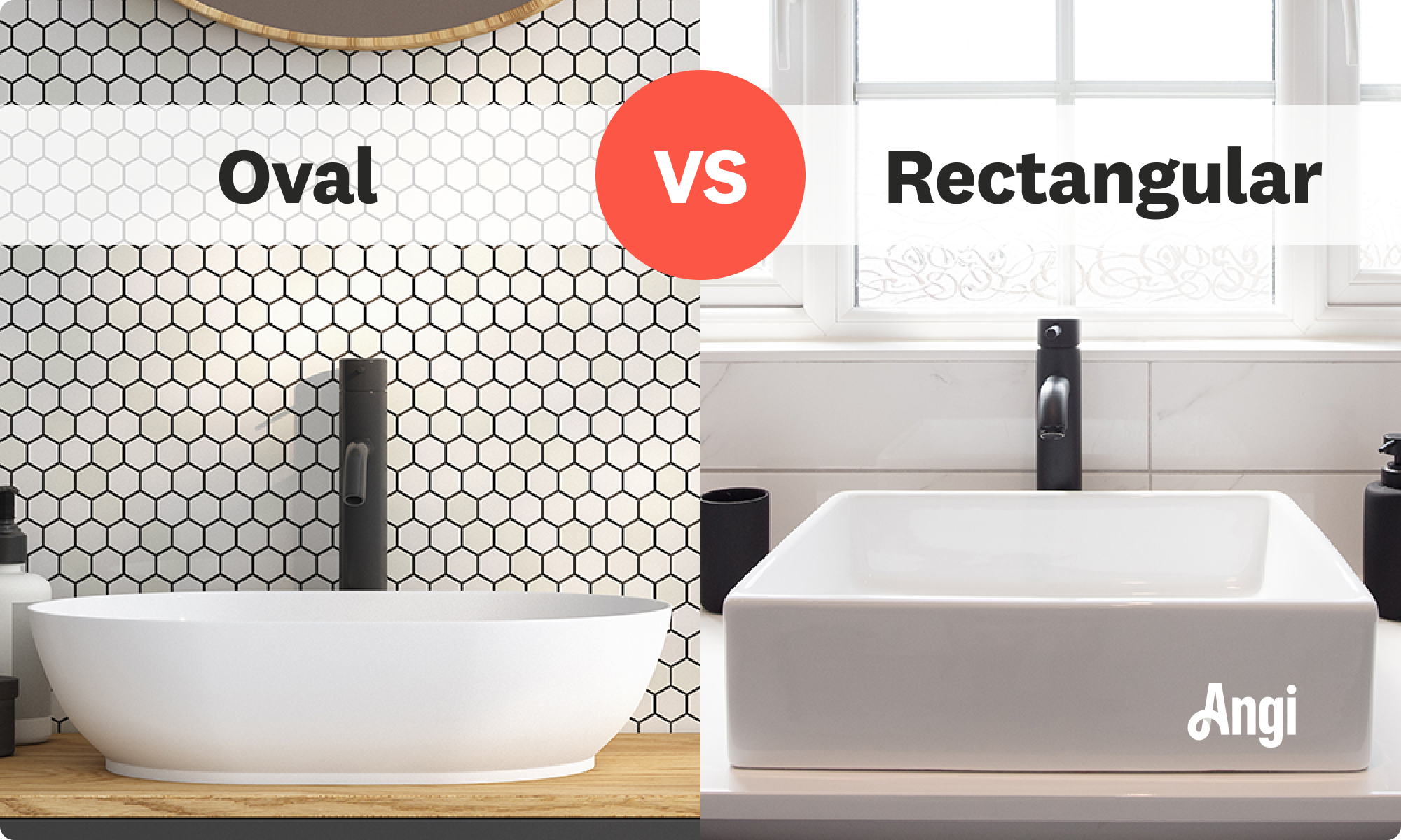 Oval versus rectangular sink visual comparison