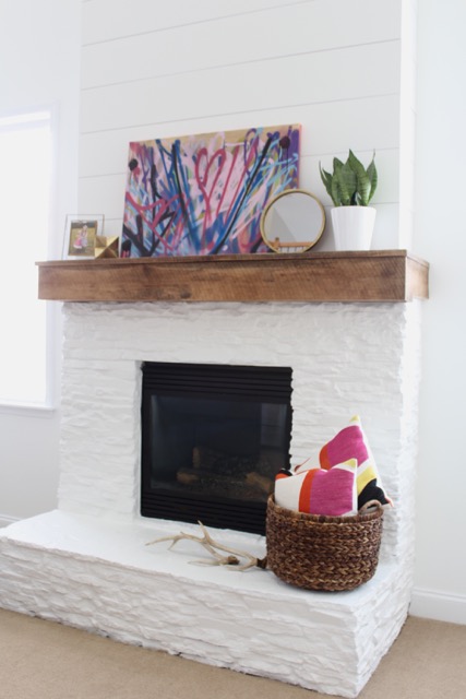 painted-stone-fireplace-mantel-after