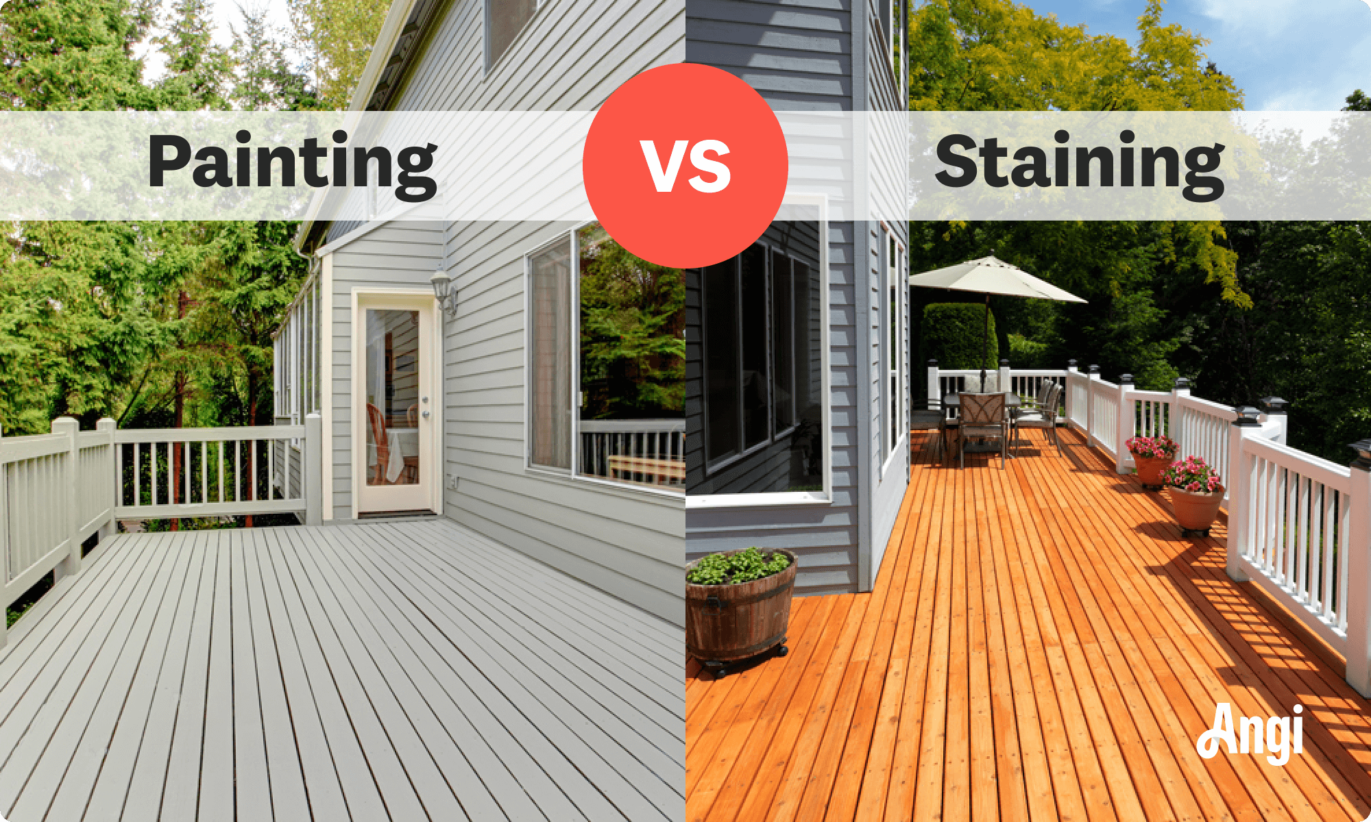 Painting a deck versus staining a deck compared visually