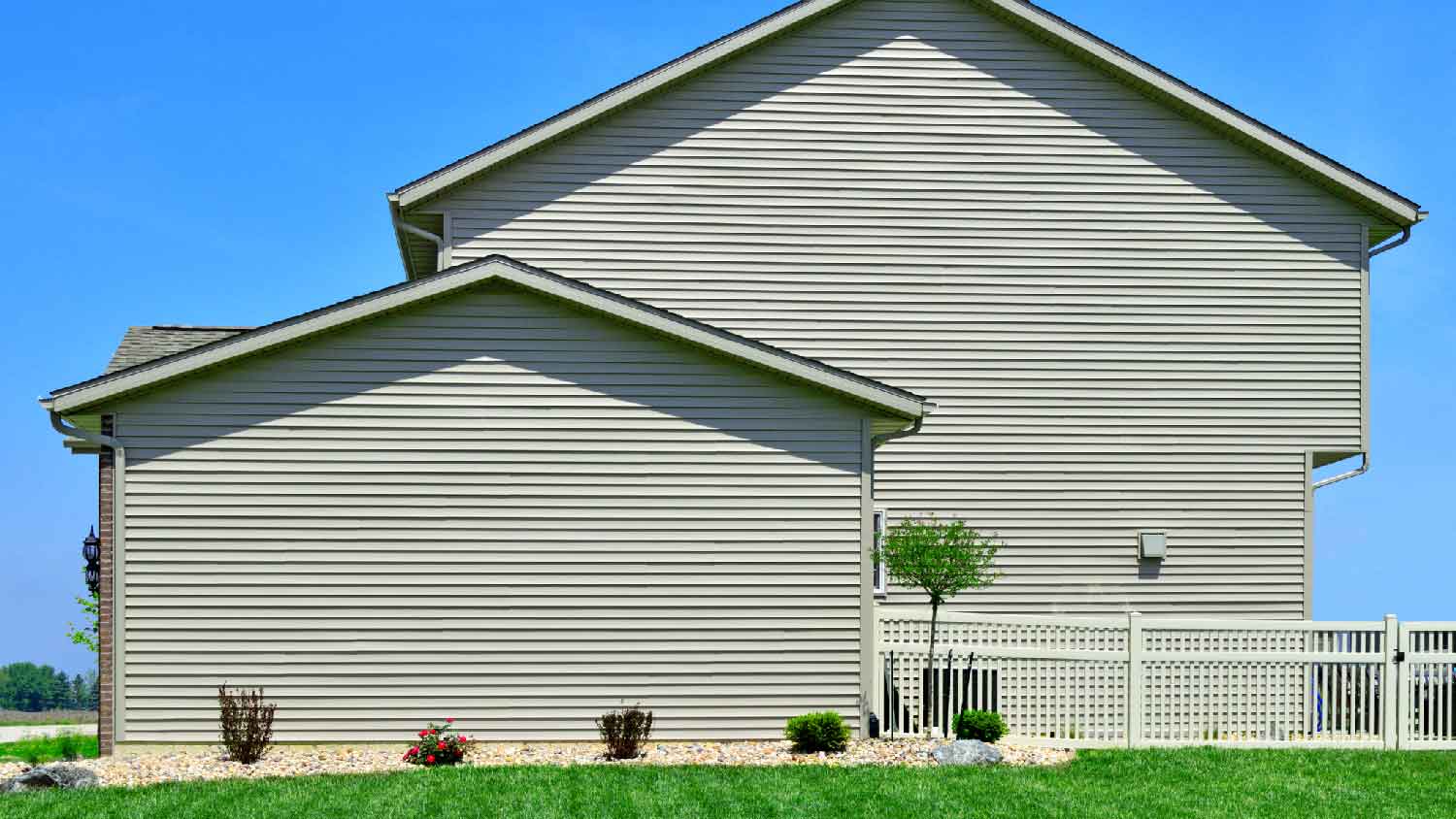 A house with pale gray siding