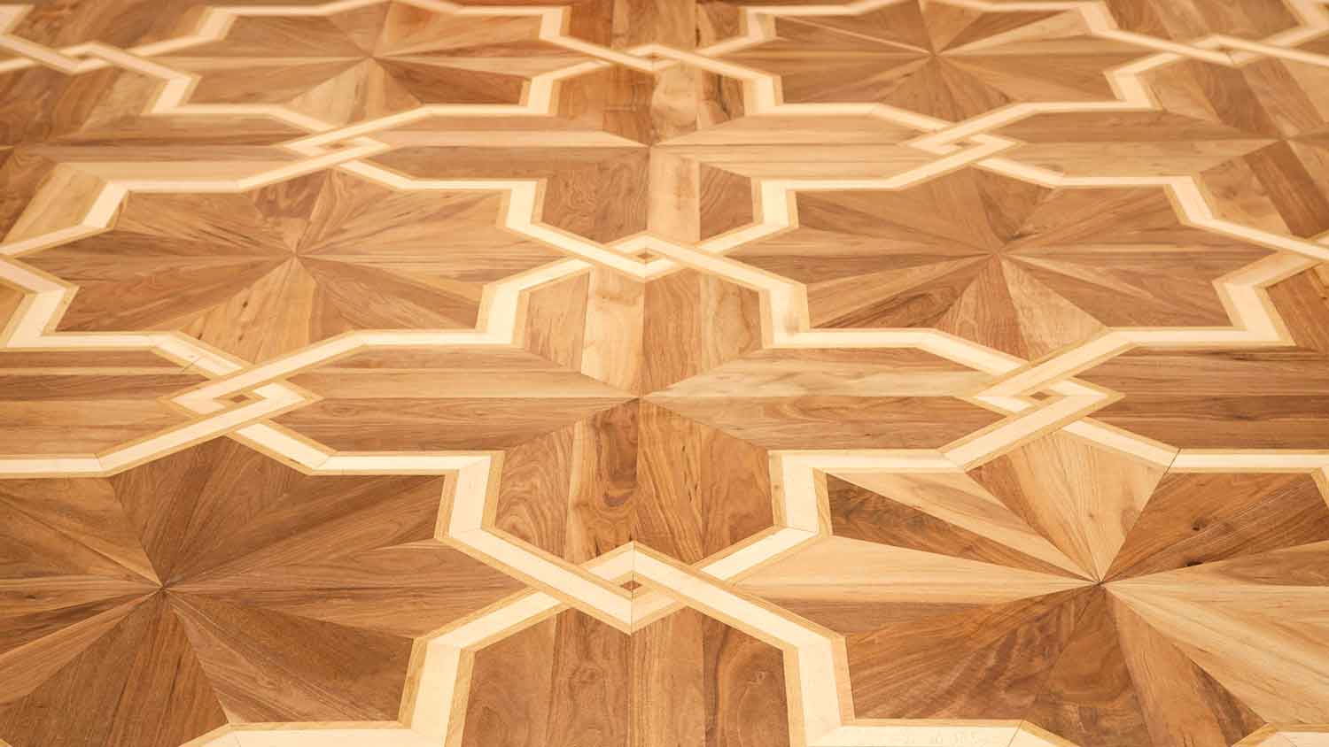 Parquet flooring featuring intricate pattern