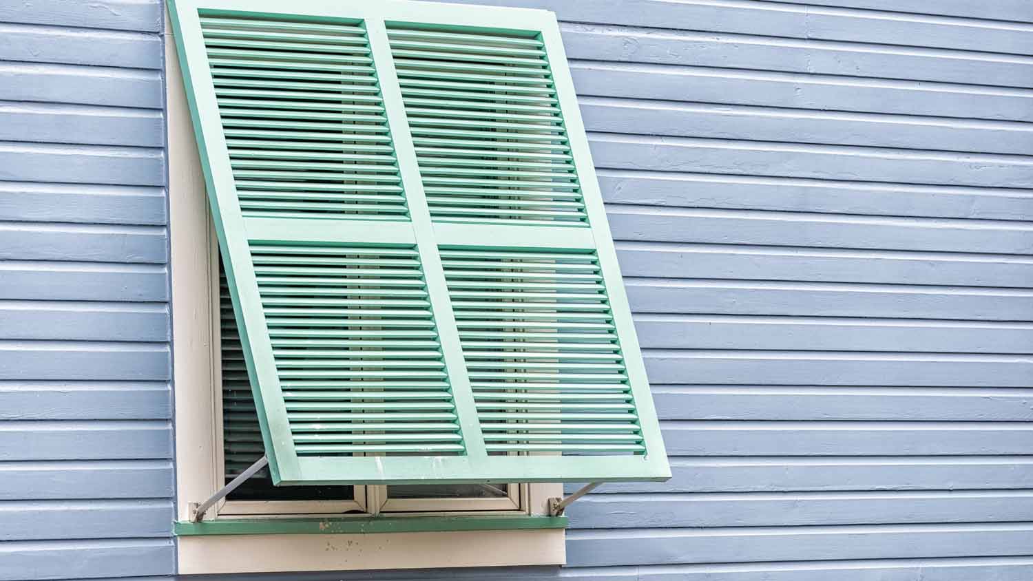 pastel green hurricane shutters
