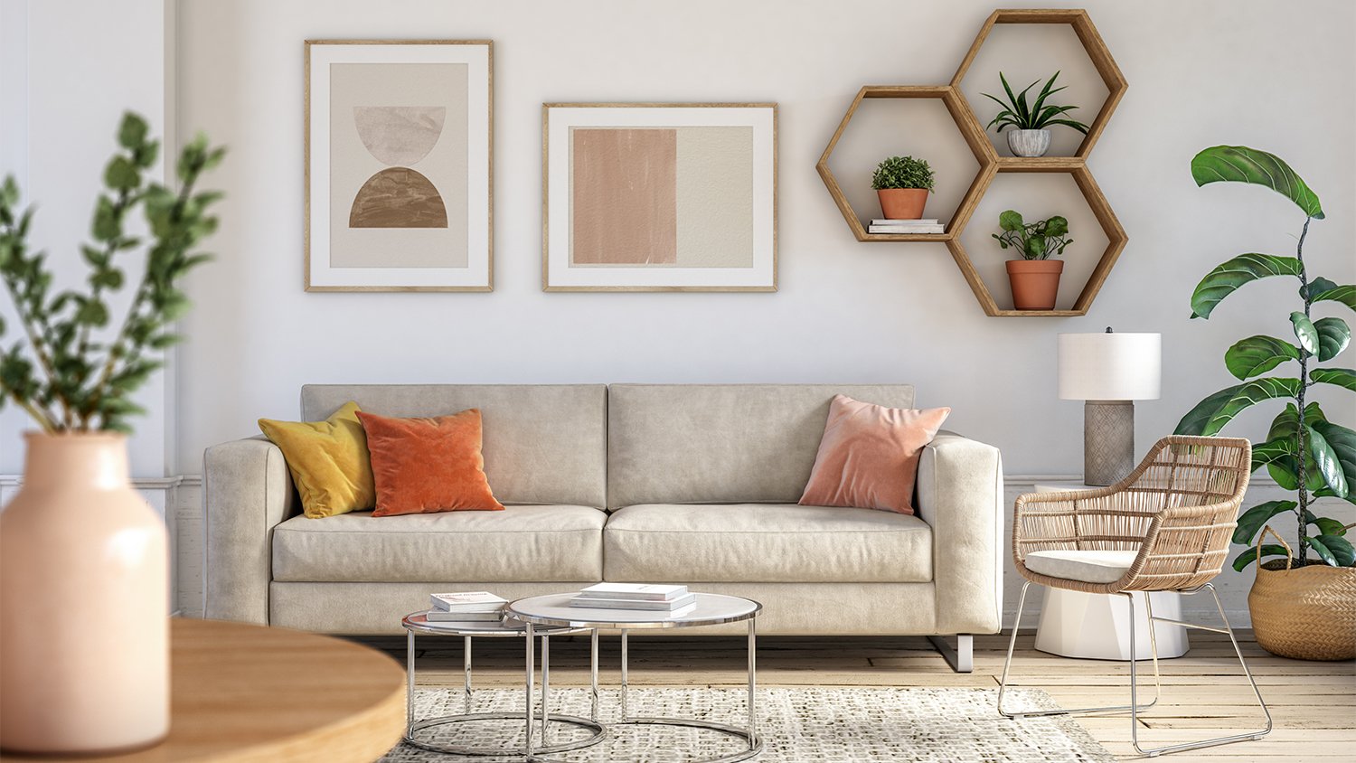 accent couch neutral living room