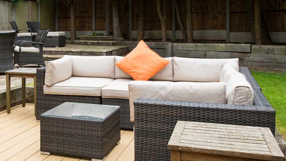 Patio decking in a back garden