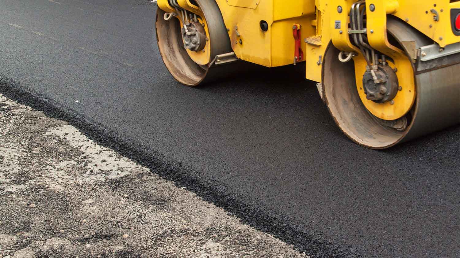 A view of a road being paved