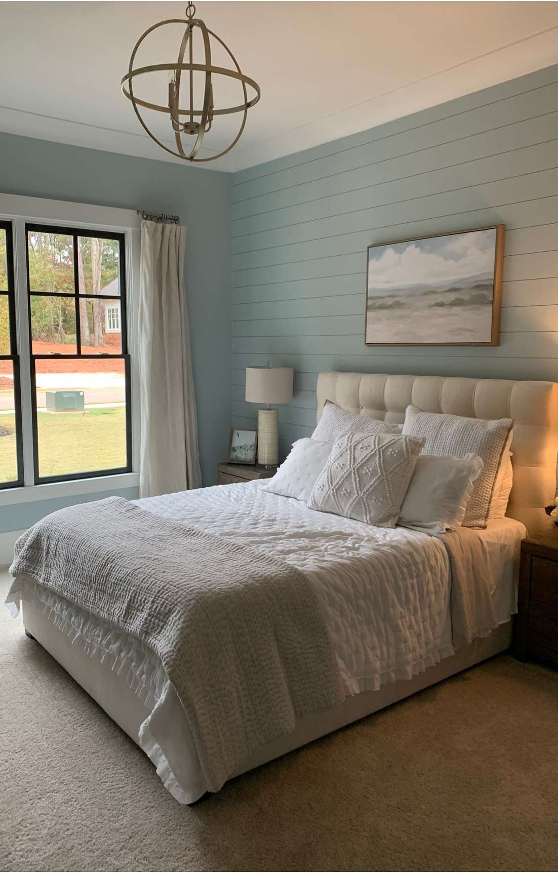 teal and grey bedroom redesign