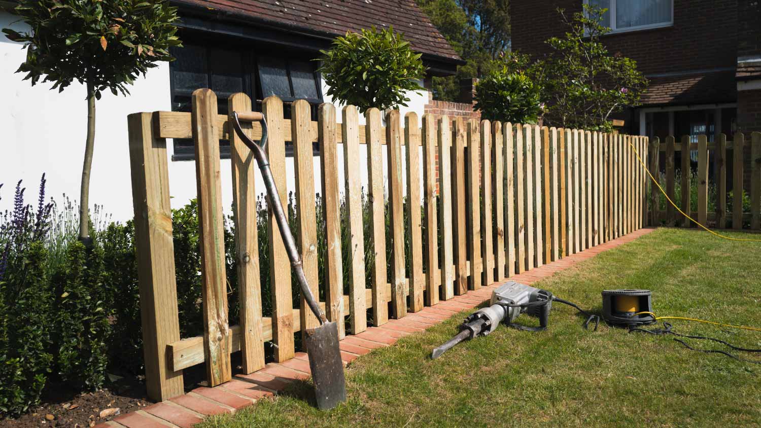 Picket fence in a residential garden