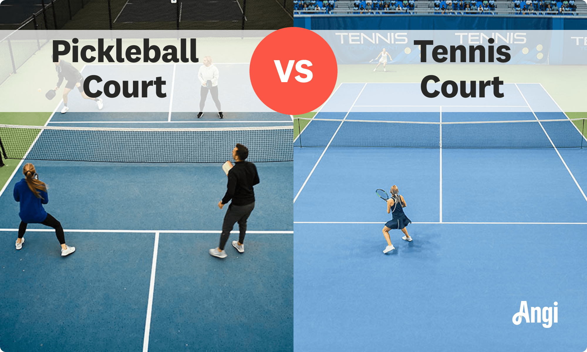 Pickleball court versus tennis court visual comparison