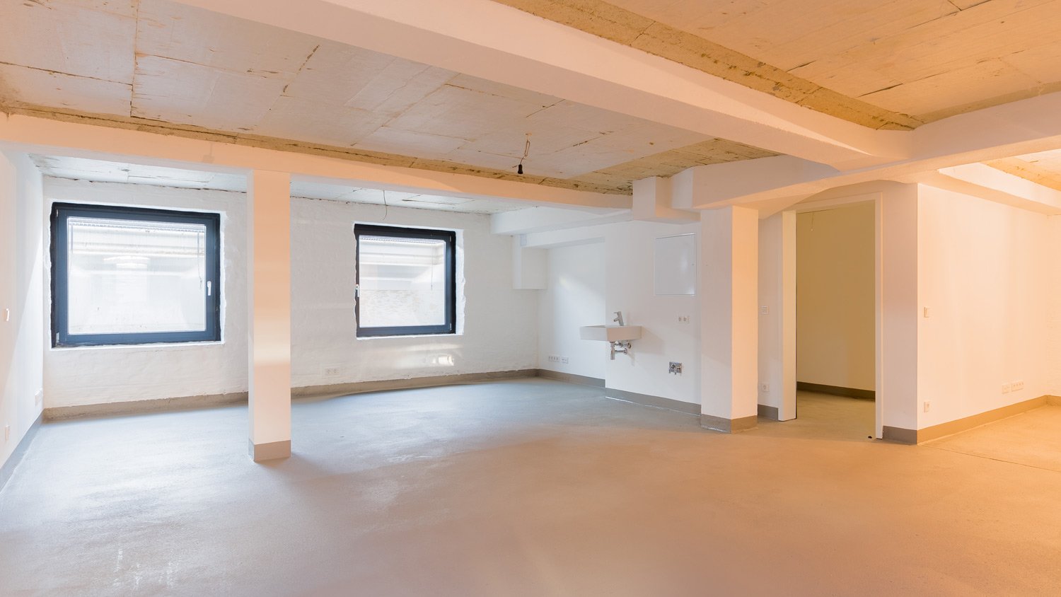 New basement construction with windows