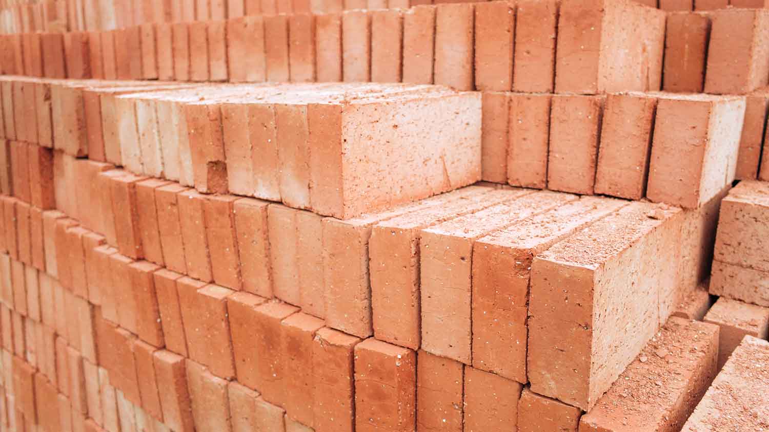 Pile of new clay bricks