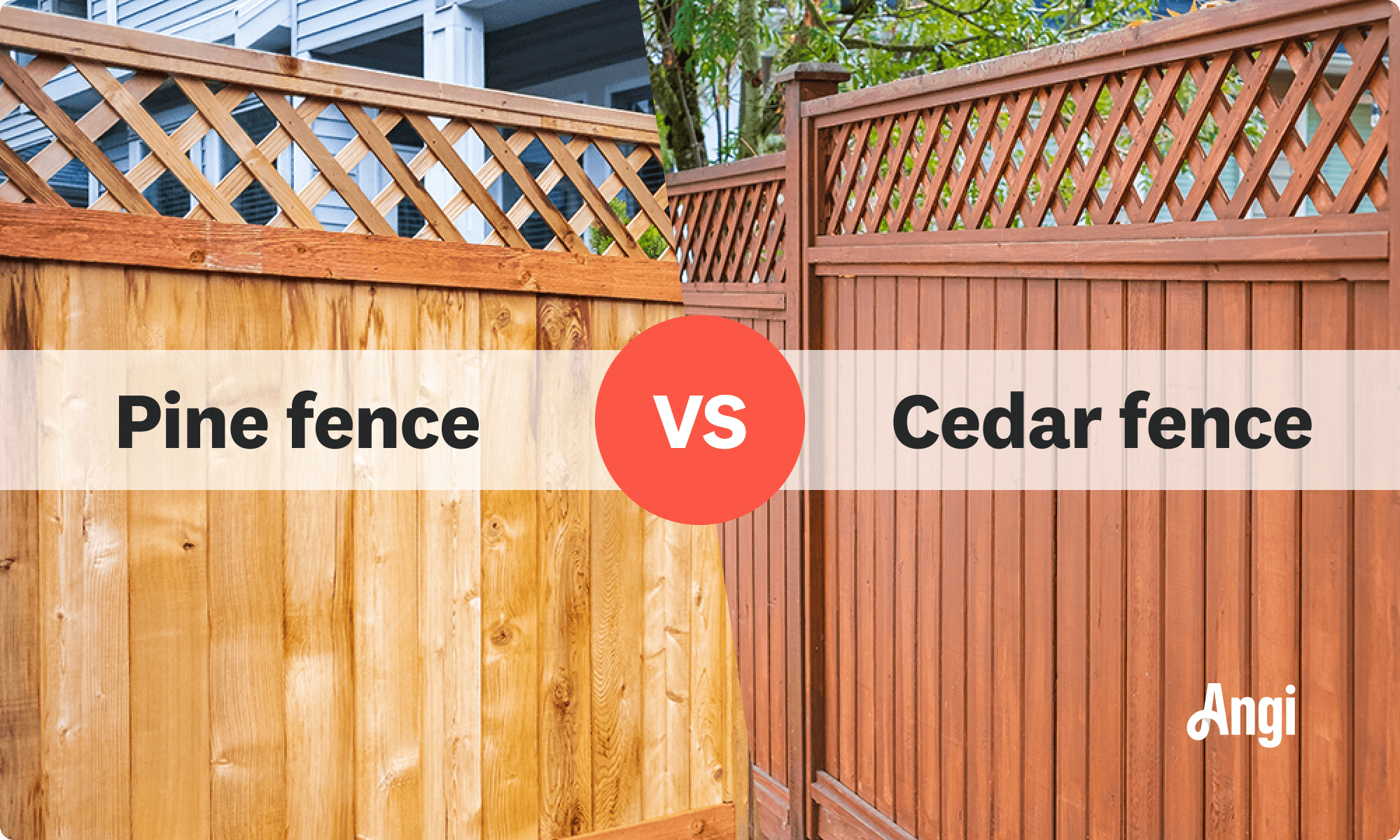 Pine versus cedar fence visual comparison