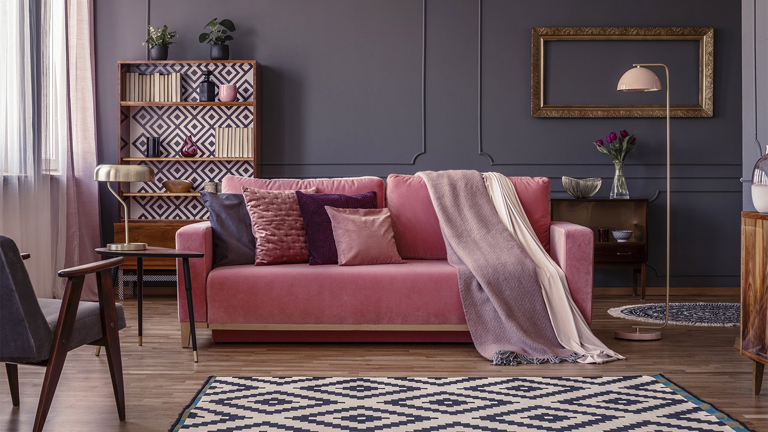 living room the accent rug and throw