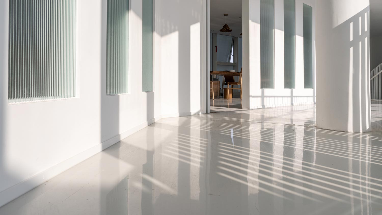 A polished concrete finish in the interior of a house