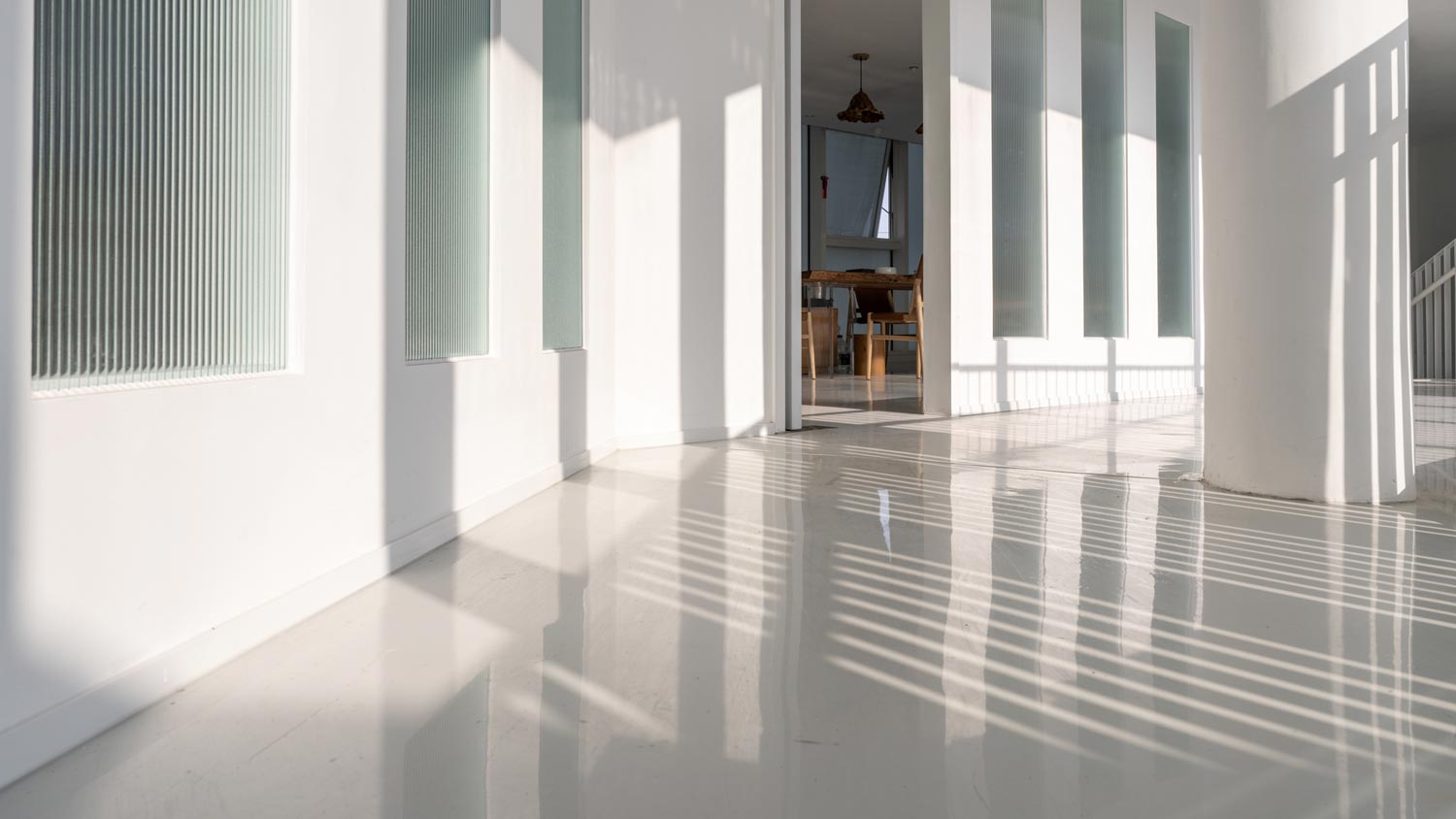  A polished concrete finish in the interior of a house