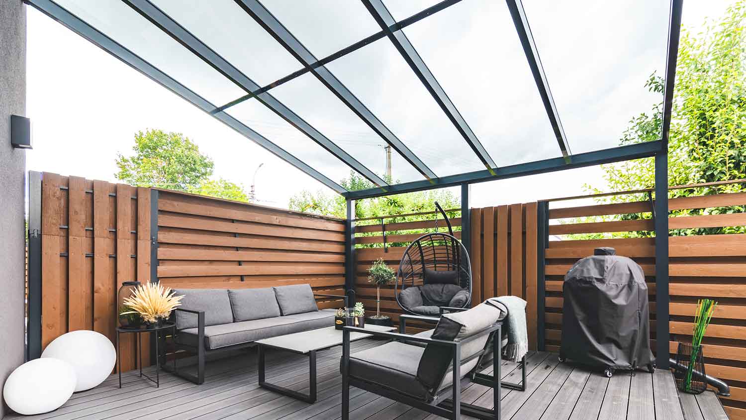 Patio with a polycarbonate awning