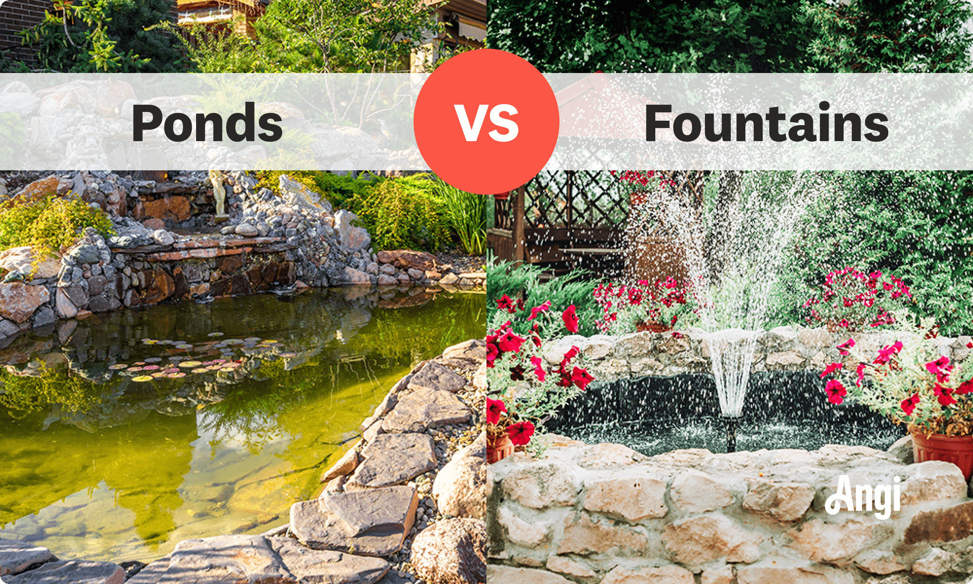 Ponds versus fountains compared visually