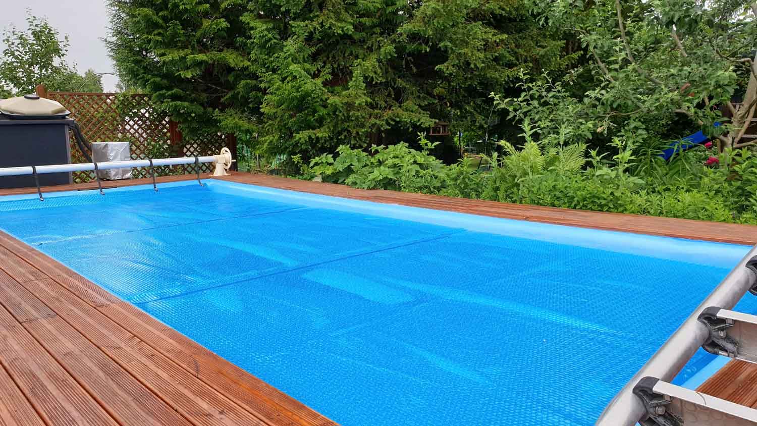 A pool covered for winter protection