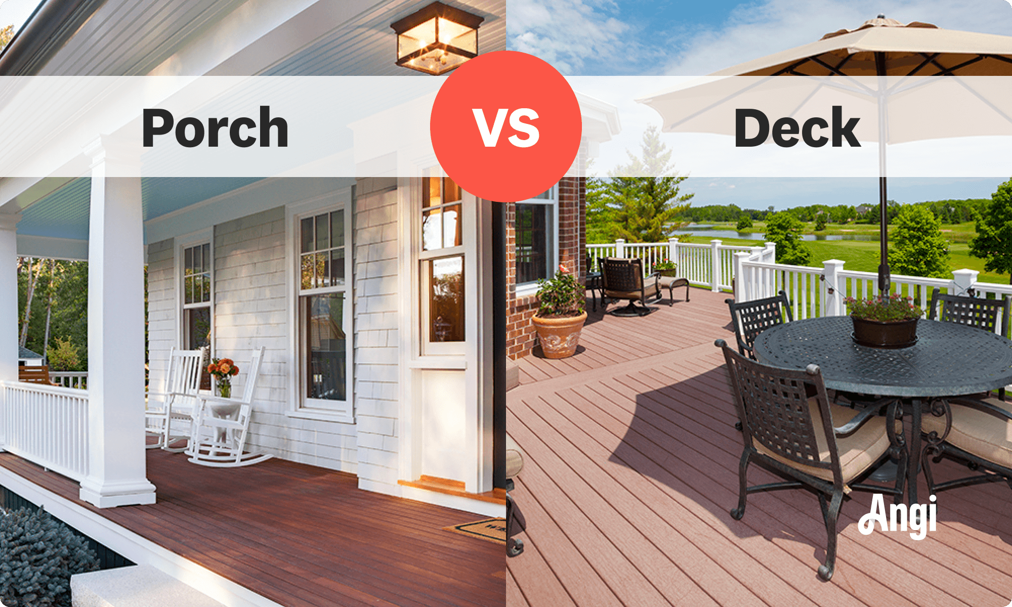 House porch versus deck visual comparison