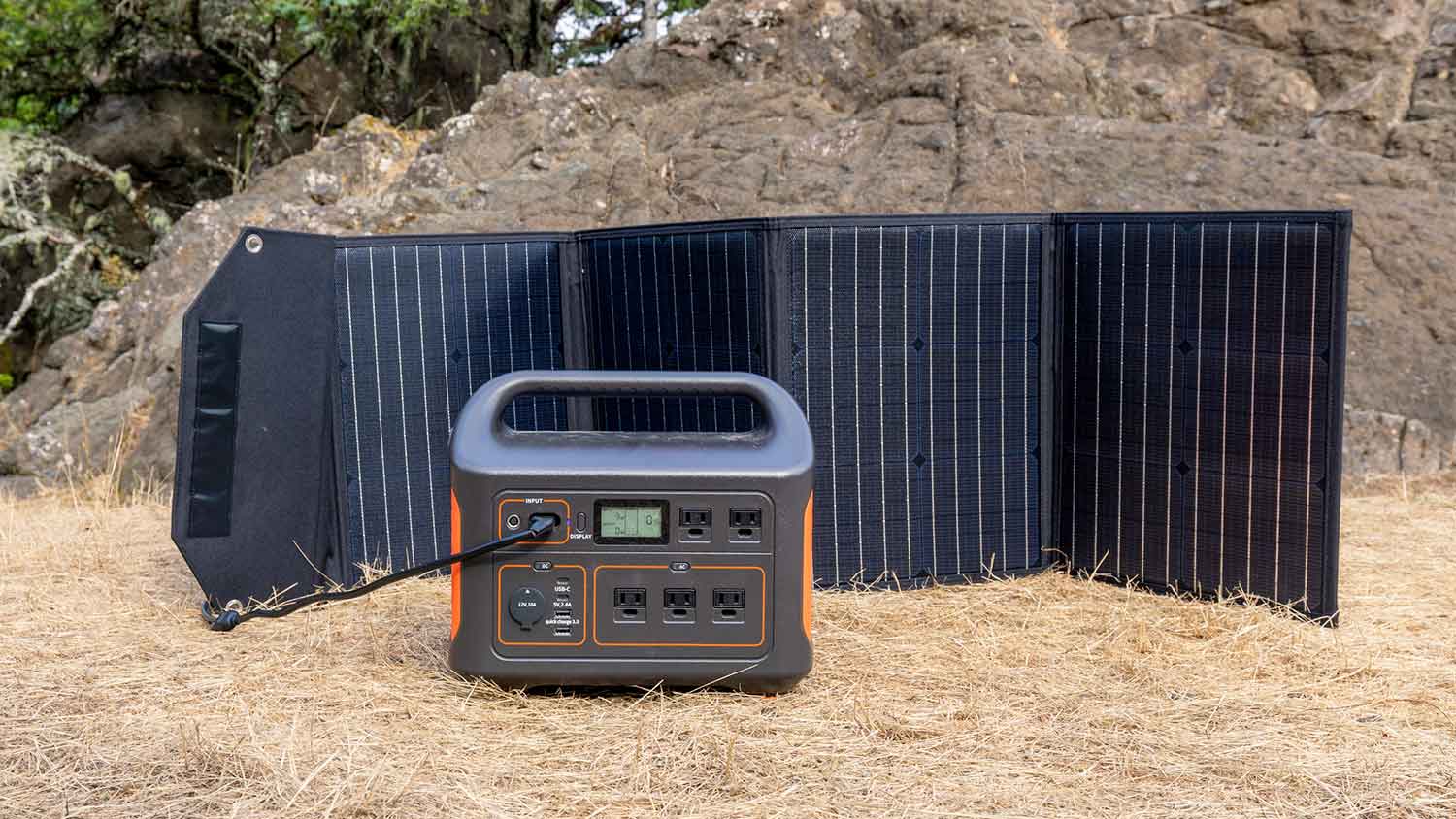 Portable solar generator with solar panel