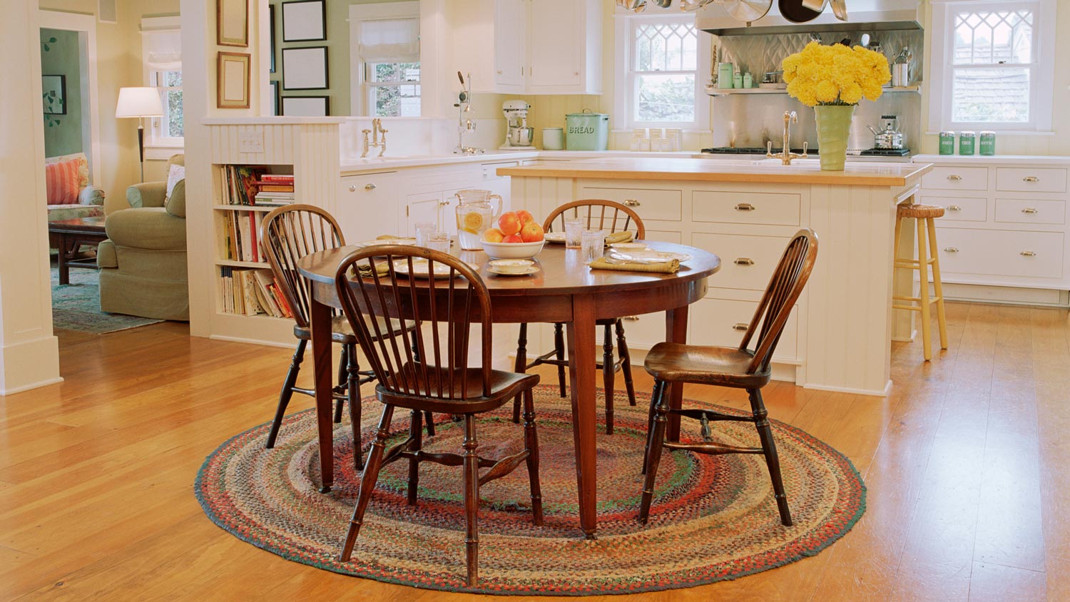 Kitchen with pot rack