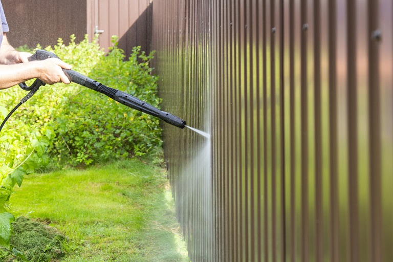 Power wash fence